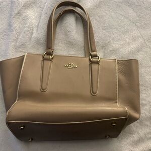 Coach Beige Leather Tote Bag
